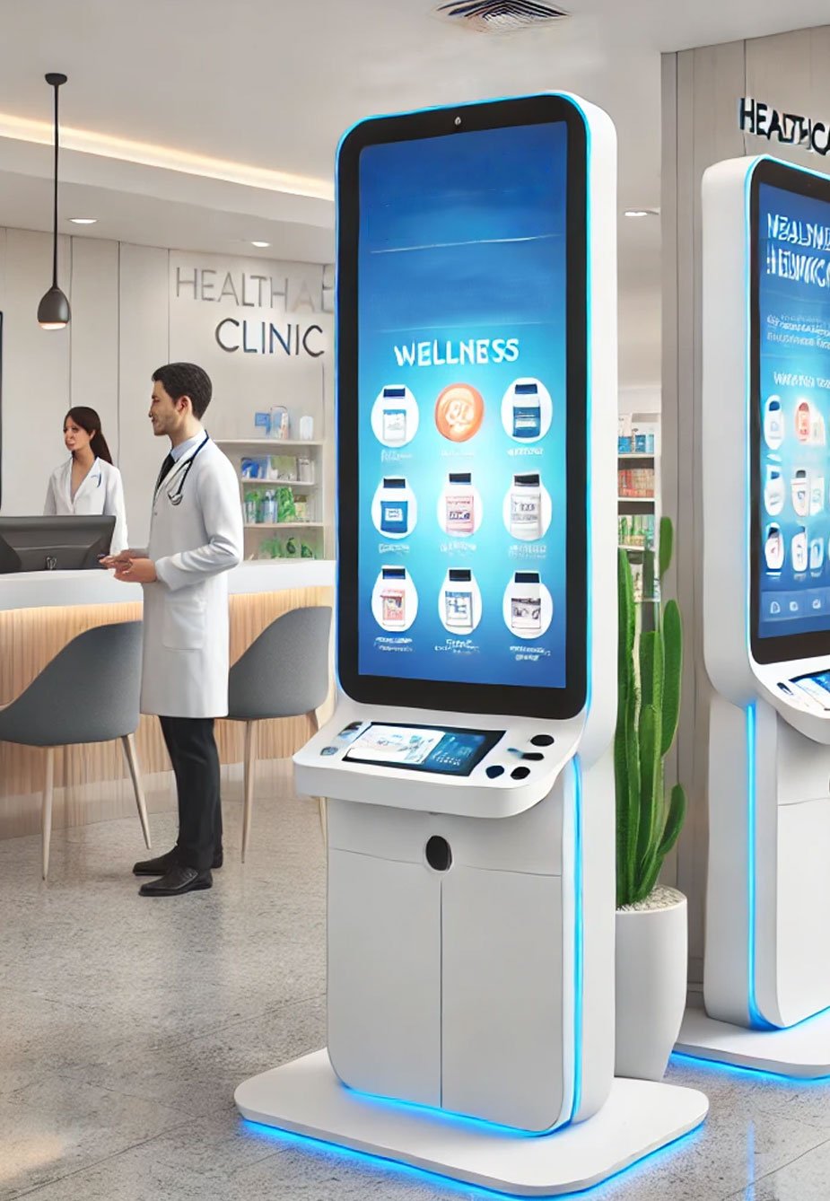 Self service kiosks for healthcare advertising