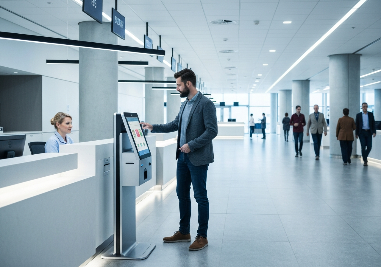 Health care check in kiosk machine