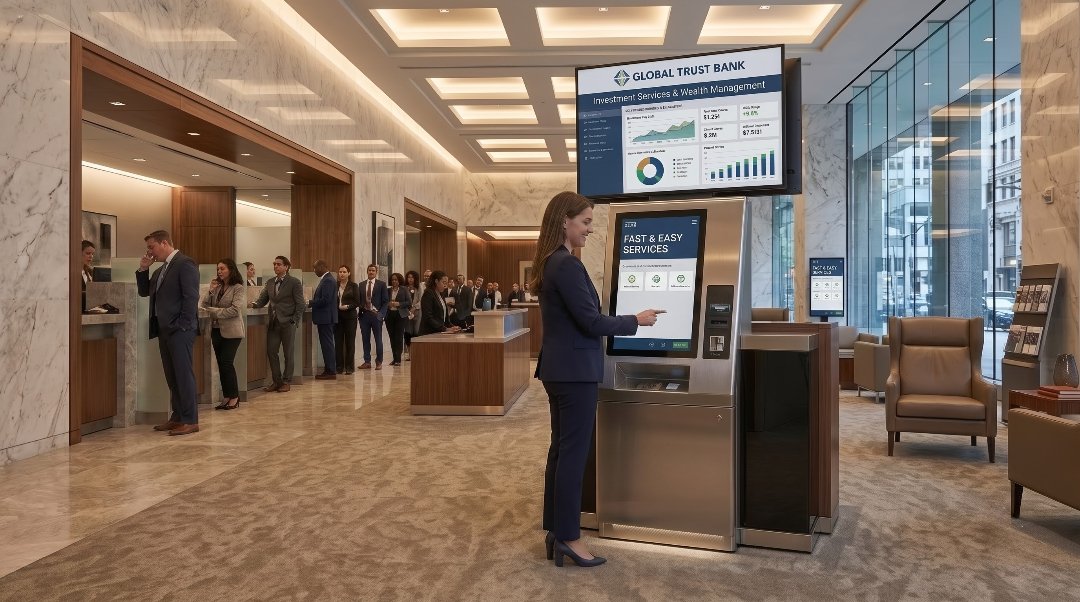 What are the features of a digital banking kiosk?