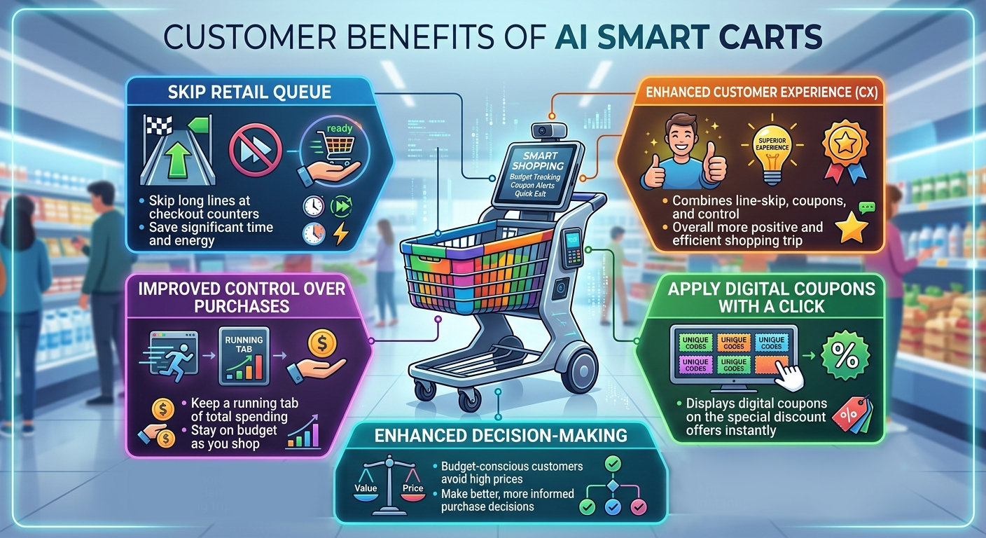 What are the key benefits of AI-powered smart carts