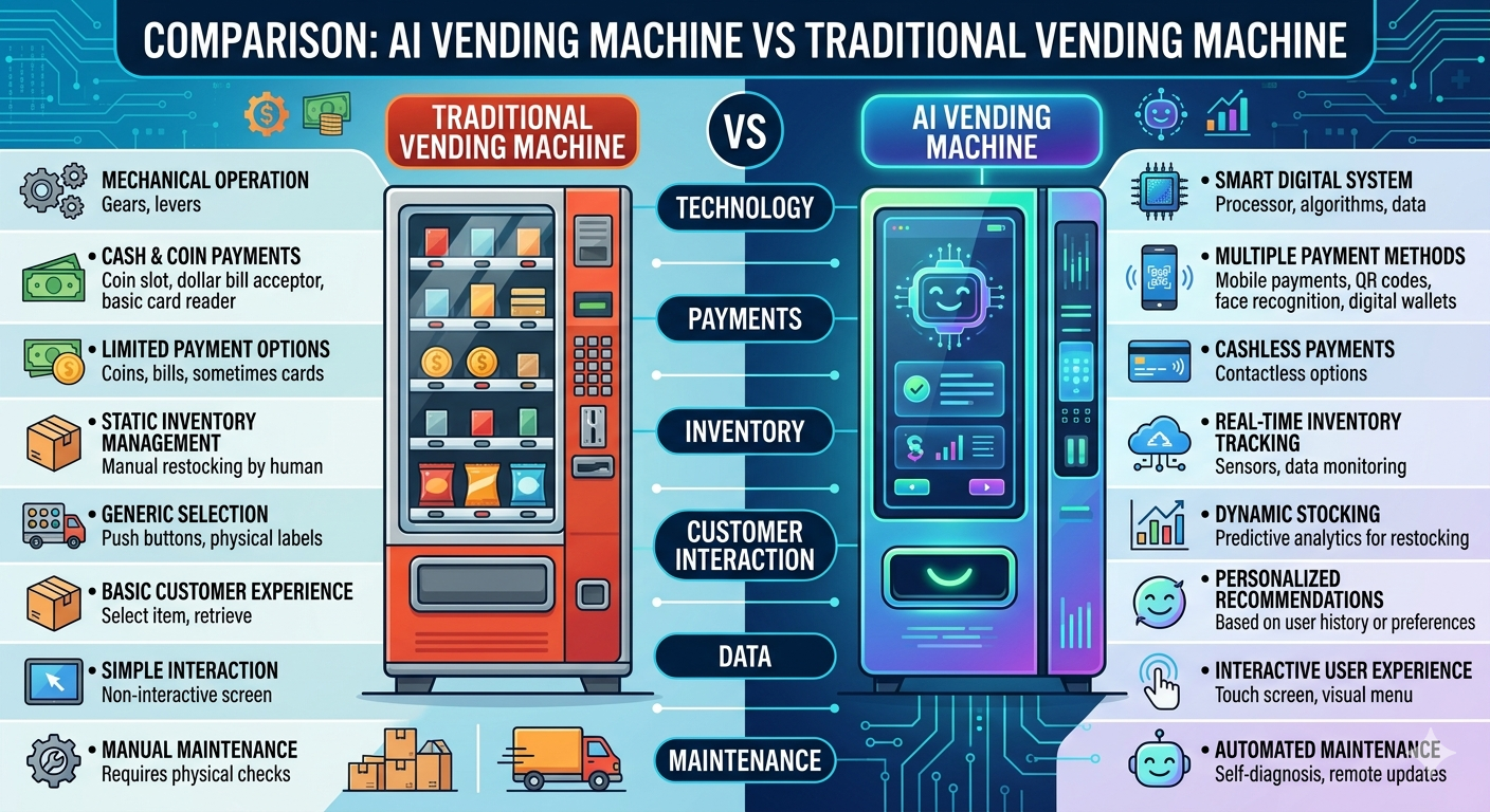 comparison ai vending machine vs traditional vending machine