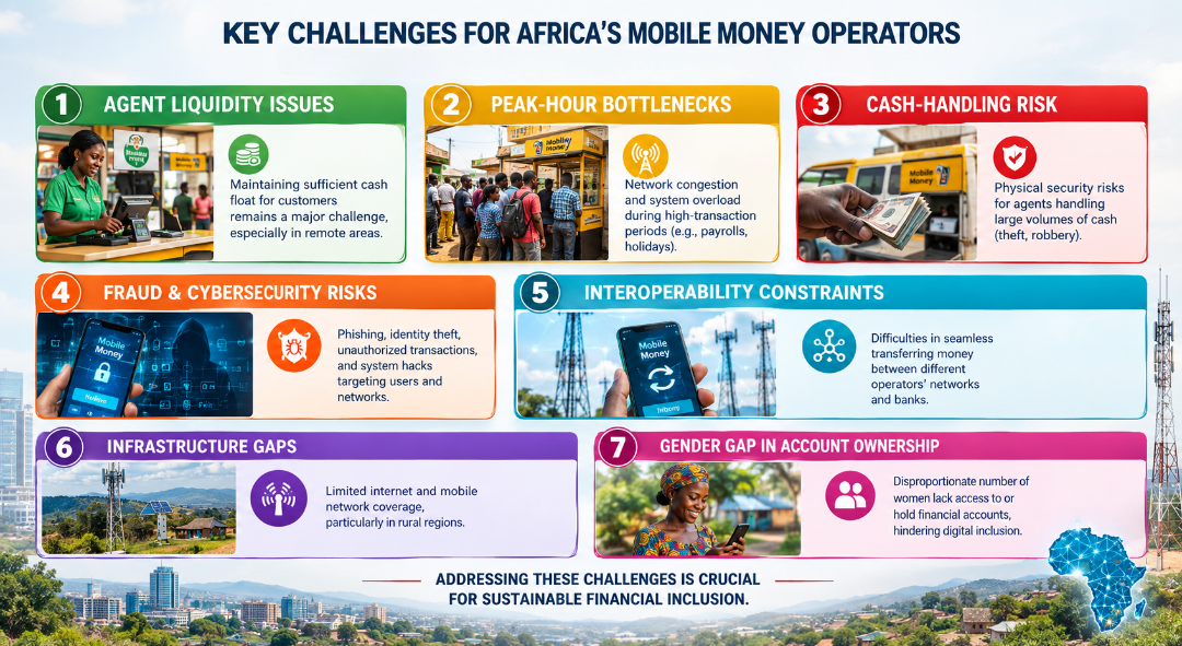 What are the major challenges faced by the mobile money operators in Africa