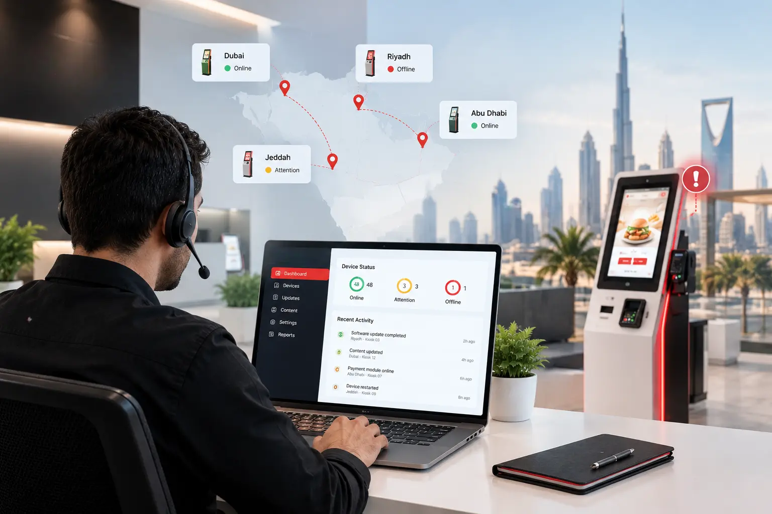 What are the key aspects of kiosk remote management?